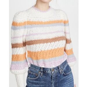 Rebecca Taylor Cream and Purple Women's Sweater